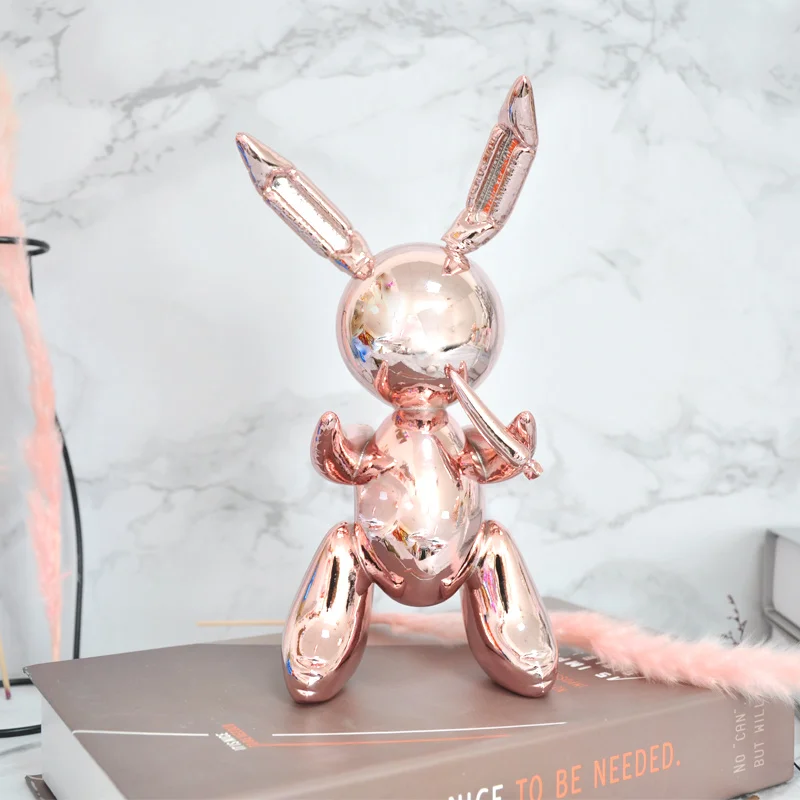 Nordic Rabbit Resin Electroplate Abstraction Animal Sculpture Craftwork Home Desktop Decor Accessories Valentine Gift X1627 | Дом и сад