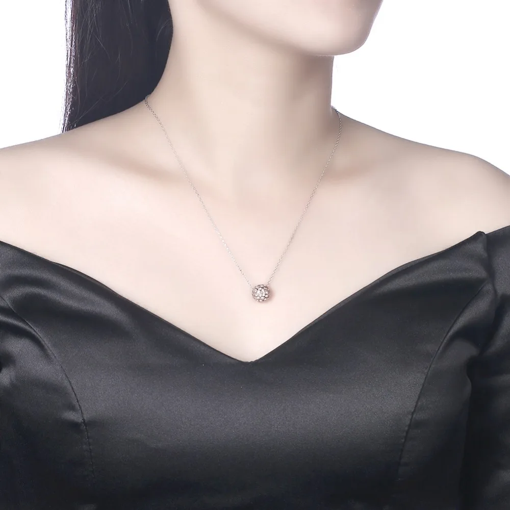 Изысканный Для женщин кулон ожерелье шар кристаллами от Swarovski с 925 пробы серебро цепи, ошейники Anniverysary Jewelry подарки