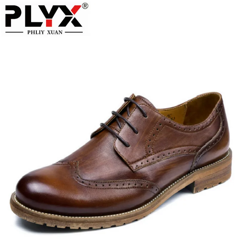 

PHLIY XUAN British Retro 2018 Male Shoes Genuine Leather 100% Handmade Chaussure Homme De Marque Mens Shoes Casual