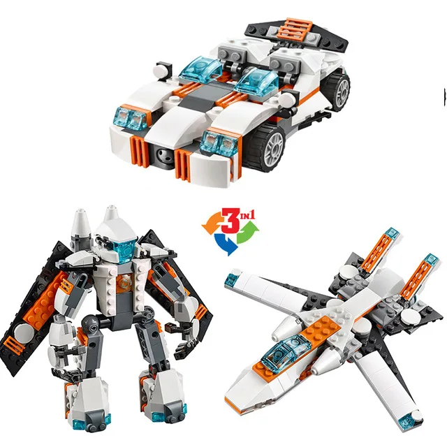 decool 3115 city architect creator 3 in 1 future flyers robot car lego future flyer