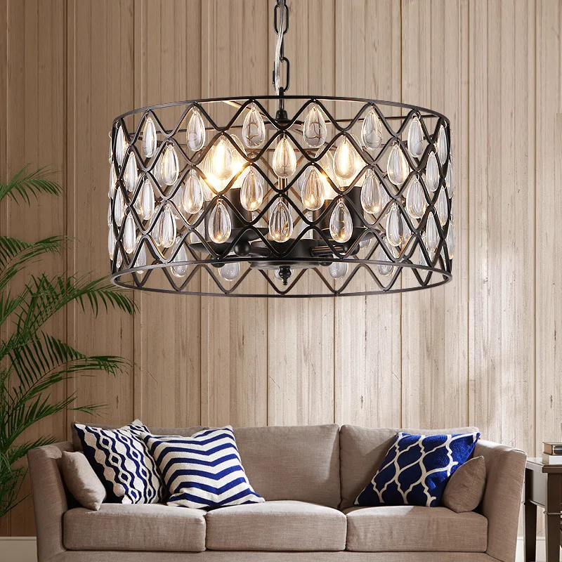 

new American village Iron crystal pendant light dining room living room bar kitchen hanging lighting