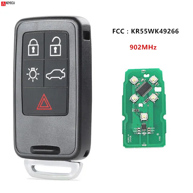 

Keyecu Replacement Remote Car Key Fob 5 Button 902MHz for Volvo S60 V60 XC60 XC70 2016 2017 FCC ID: KR55WK49266