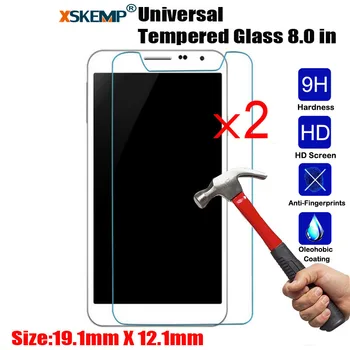 

XSKEMP 2Pcs/Lot 9H No Fingerprint Glossy Tempered Glass Universal For All 8.0 inch Tablet Screen Protector HD Anti Scratch Guard