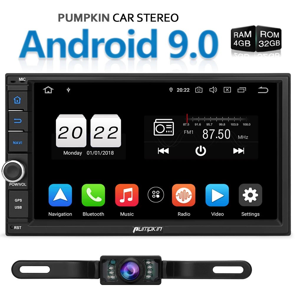 Discount Pumpkin Octa Core RAM 4G ROM 32G 2 Din7"Android 9.0 Universal Car Stereo Fast Boot Radio WiFi GPS Navigation Audio Player NO DVD 0