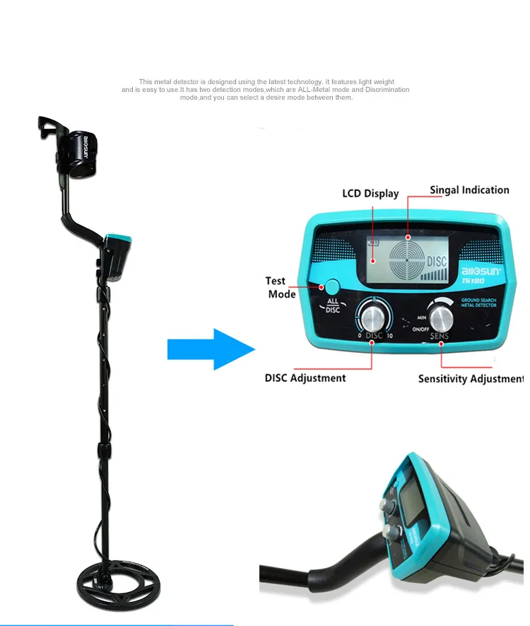All-sun TS180 водонепроницаемый ручной металлоискатель Подземный Высокоточный малый тип инструмент для определения местоположения