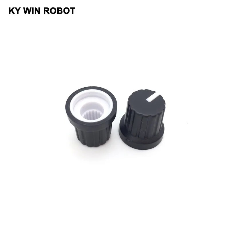 New 10 Pcs 6mm Shaft Hole Dia Plastic Threaded Knurled Potentiometer Knobs Caps