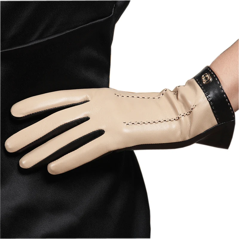 New Listing Women Genuine Leather TouchScreen Gloves Fashion Five Finger Sheepskin Glove With Warm Velvet Lining Ladies L169NC2