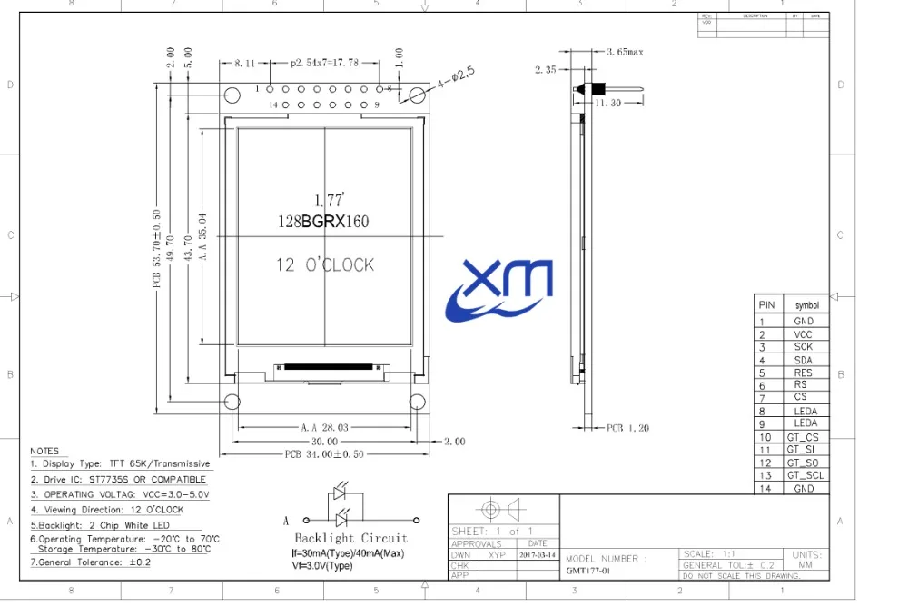 1,77 дюймовый TFT lcd экран 128*160 1,77 TFTSPI TFT цветной экран модуль последовательного порта D03