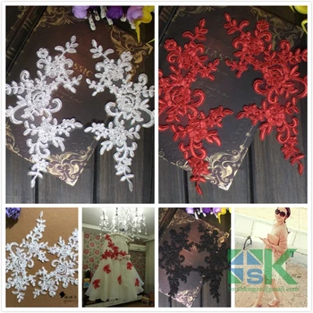 

2017 Creative 10 Piece/Lot Wedding dress lace trim patch applique lace fabric DIY bride hair accessory white red black clothes s