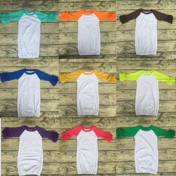 

2017 baby girl Sleep dress children toddler designs Soft Cotton long ruffle sleeve Newborn long ruffle sleeve