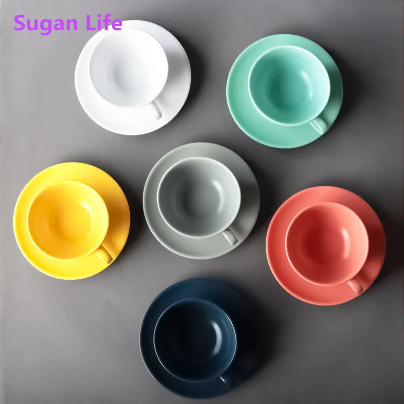 Sugan Life 250 мл высококачественные керамические кофейные чашки набор кофейных чашек простой европейский стиль капучино Цветочные чашки латте
