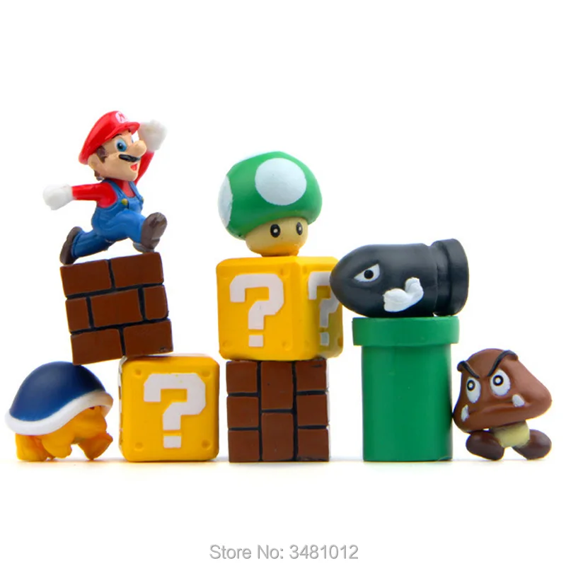 Super Mario Bros Game Scene Blocks Mini PVC Action Figures Koopa Troopa Toad Miniatures Mushroom Anime Figurines Dolls