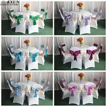 100 шт продается лайкра спандекс стул ленточный пояс с атласным галстуком-бабочкой для банкета свадебное украшение для стула