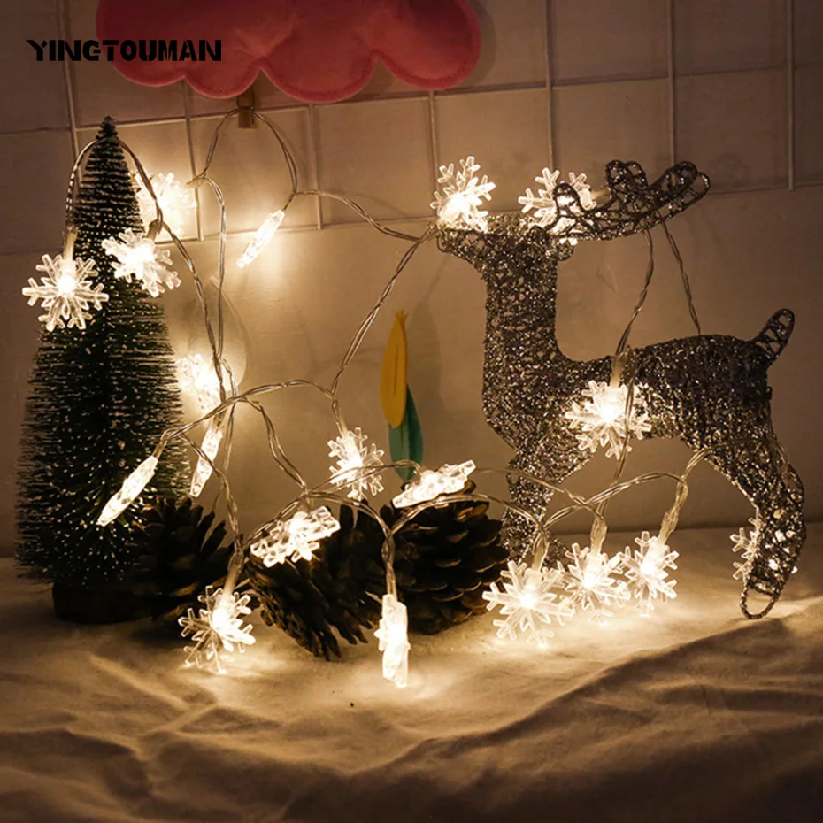 YINGTOUMAN Battery Power Christmas String Lights Snowflake Type Lamp