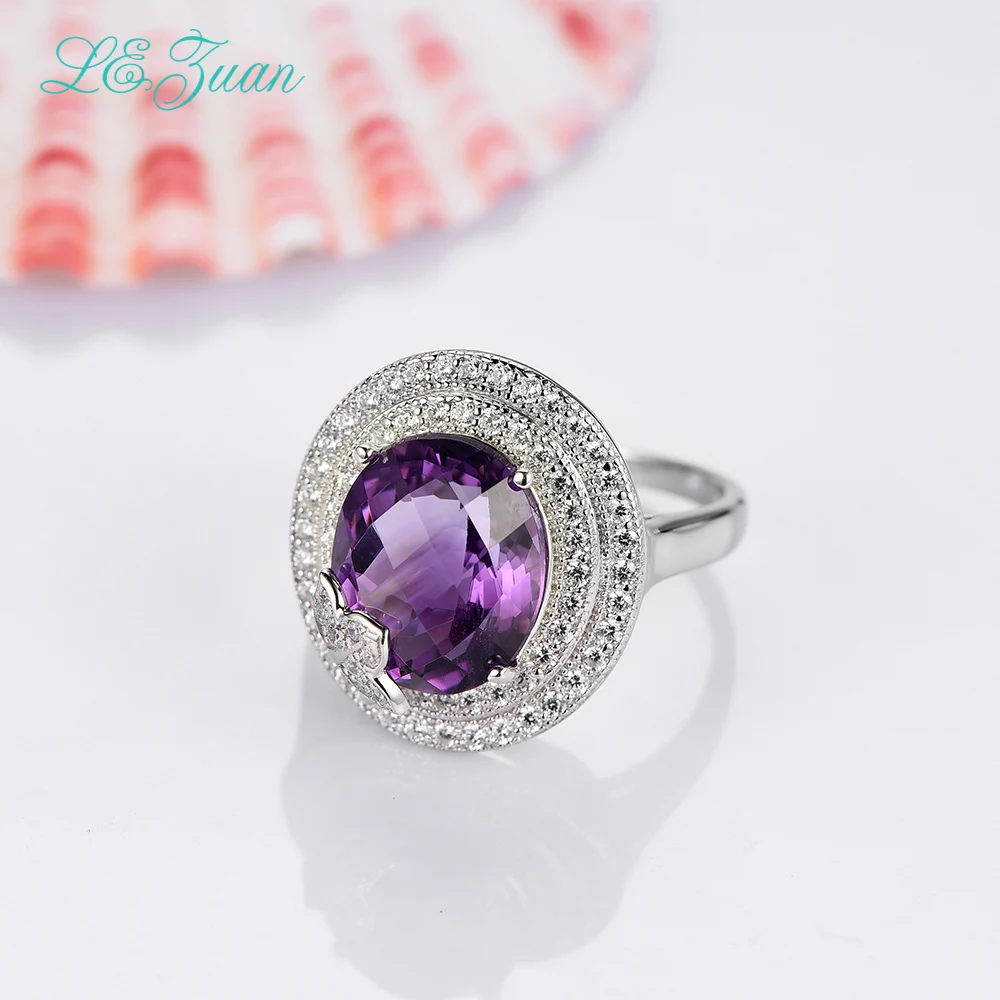 

I&zuan 4.86ct Natural Amethyst Ring 100% 925 Sterling Silver Jewelry Cluster Gemstne Butterfly Rings For Women