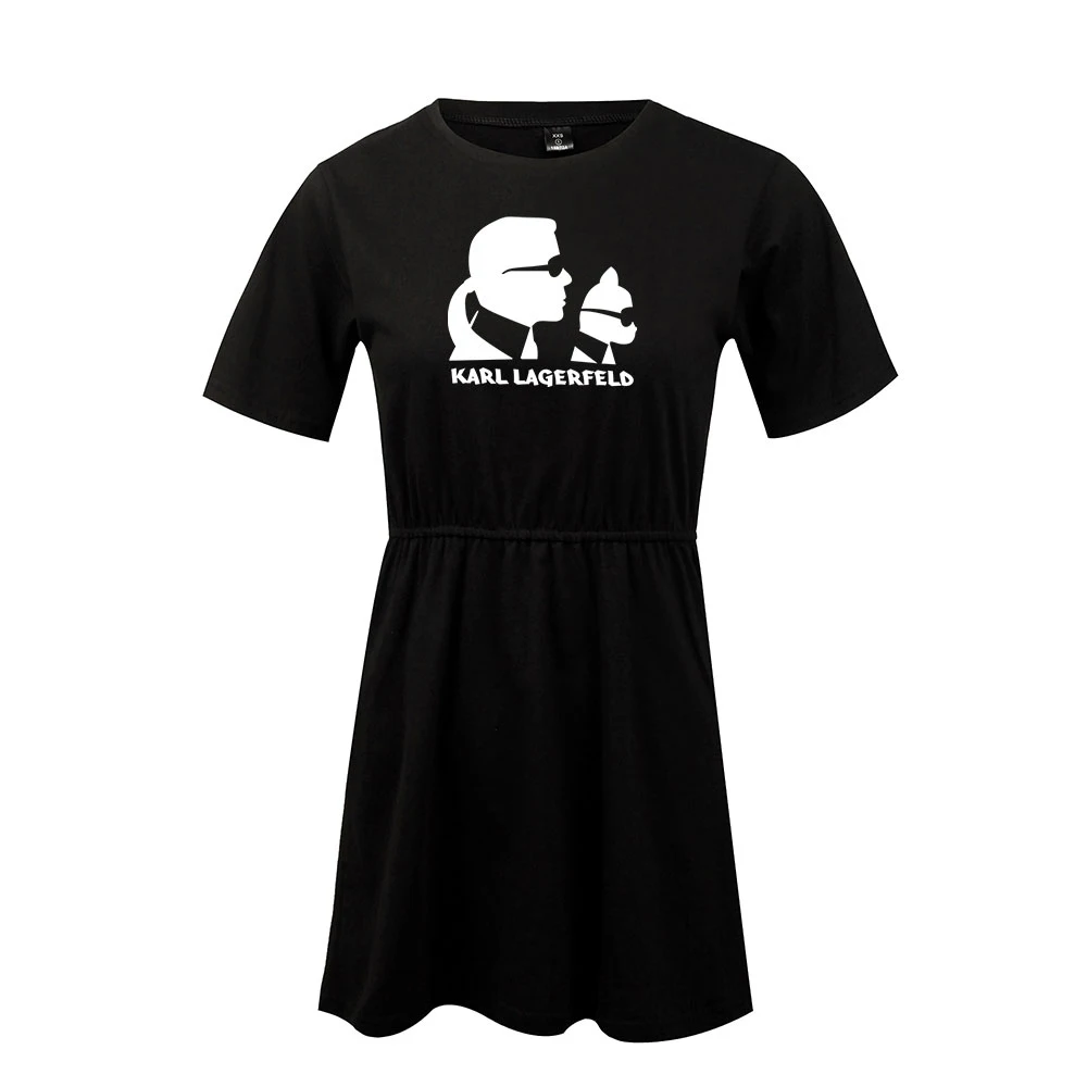 

LUCKYFRIDAY Karl Lagerfeld Summer Dress 2019 Women Clothes Dress Harajuku Ropa Muje Short Sleeve Dresses Woman Party Night