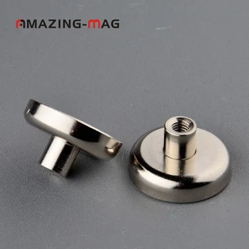 

2PC 43KG Powerful Neodymium Magnet Pot D32*8mm Thread Stud M5 Led Light Project Machines Magnetic Holder Mounting Base