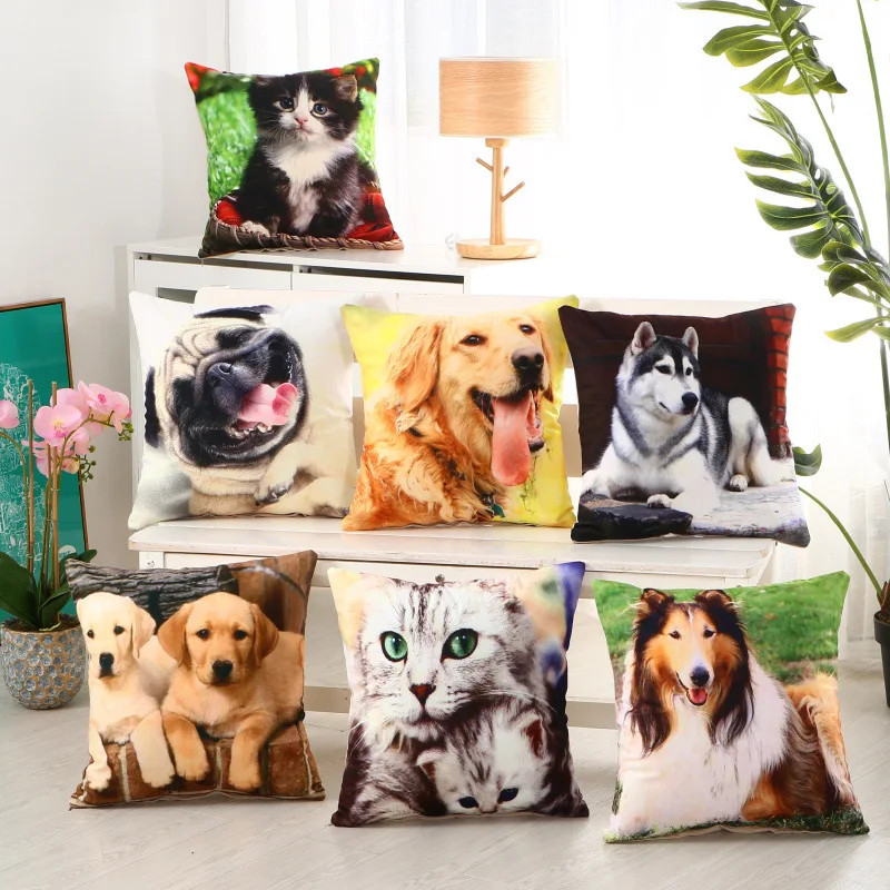 

Decorative Pillows Cushion Cover Pillow Cover Short Plush 45X45cm Home Decor Solid Color Animal Printed Creative Pillow Case