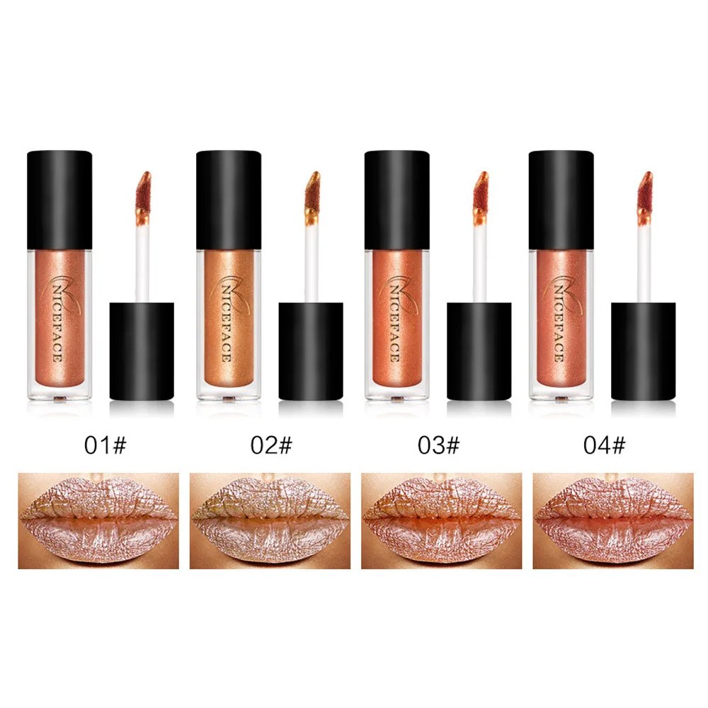 4 Colors Ultra Metal Liquid Lipstick Bronze Rose Gold Shimmer Metallic