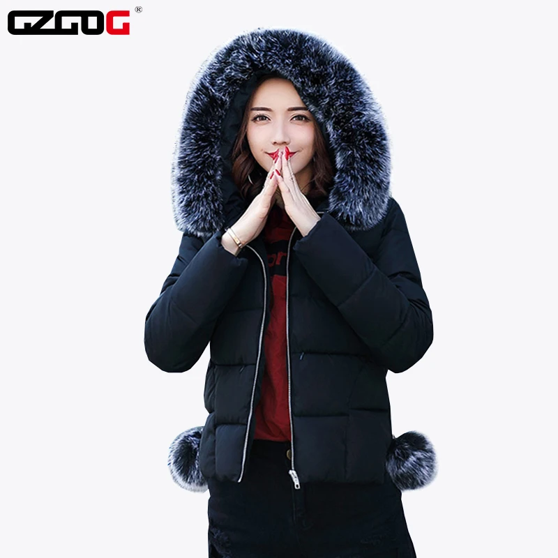 Jaqueta de inverno Mulheres Jaqueta de 2017 Nova Russo Meninas Slim Grande Fur Com Capuz Parkas Quente Casaco Feminino Outerwear Outono S 2XL
