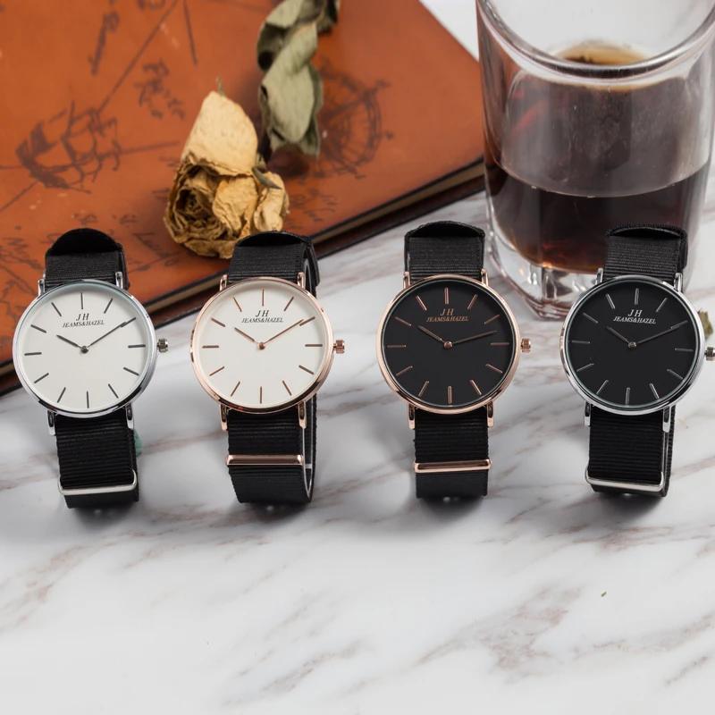 

2017 New Quartz Watch lovers Watches Women Men Dress Watches Canvas Dress Wristwatches Fashion Casual Watches Gold Silver