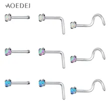 AOEDEJ 3 шт. 1 лот 20 г нержавеющая сталь Опал Камень нос шпильки ноздри пирсинг носа кольцо ювелирные изделия для тела несколько форм носа шпильки