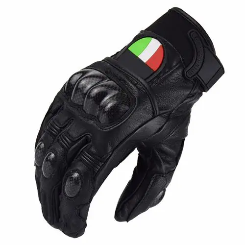 Защитные красные мотоциклетные перчатки для езды на мотоцикле, мужские кожаные перчатки - Цвет: Black