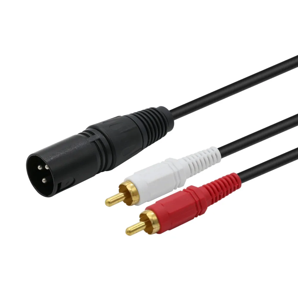 Один XLR поворотный двойной лотос AV кабель RCA микрофонный 2 штекера 1 революционный
