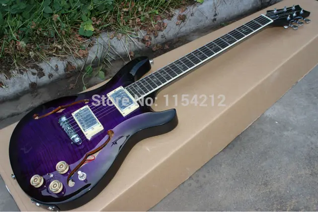 Cheap Wholesale - best CUSTOM 22 Hollow F-hole  Purple color   electric guitar China Guitar