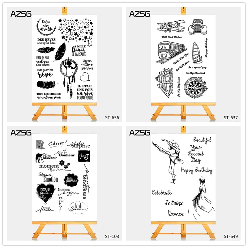 

French words/Language Transparent Silicone Clear Stamps/seal for DIY Scrapbooking/Card Making/Photo Album Decoration Supplies