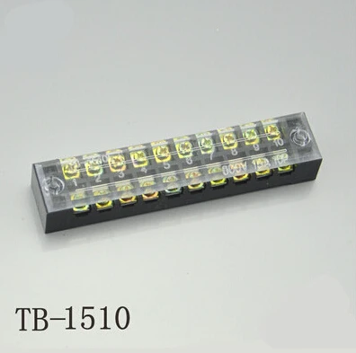 1 шт. двухрядная Клеммная колодка 600V 15A TB-1503/TB1504/TB1506/TB-1508/опционально - Цвет: TB 1510