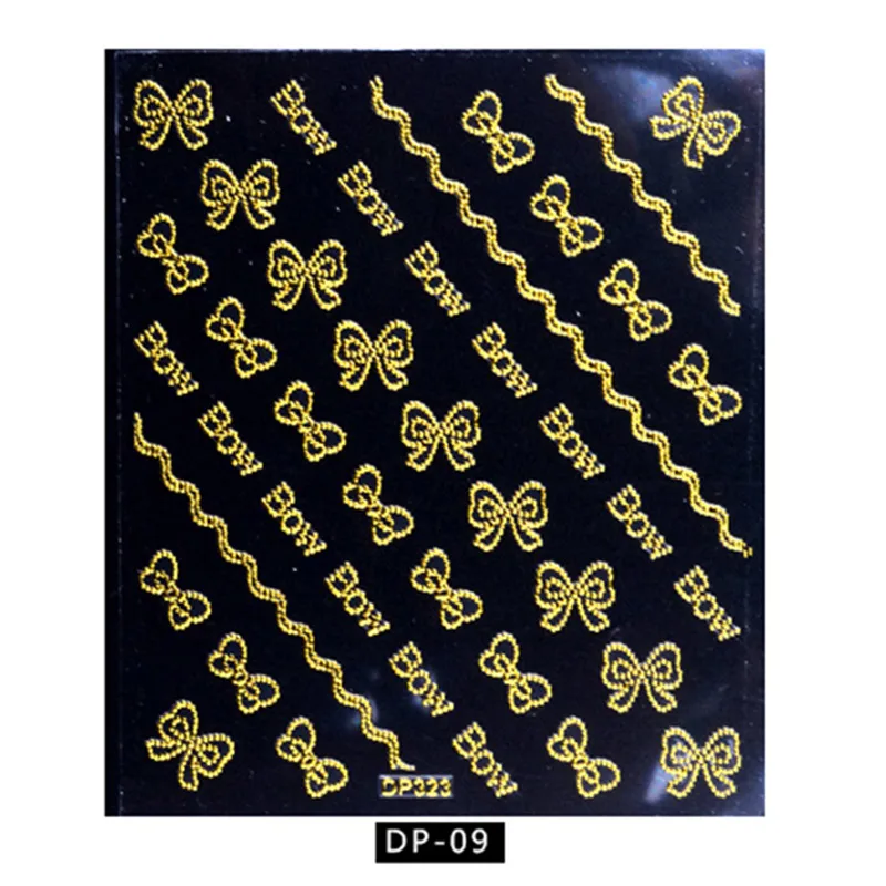 1 лист Золото 3D наклейки для ногтей смешанный дизайн наклейки линии полосы Геометрическая Звезда самоклеющиеся клей для ногтей трафаретные наклейки для маникюра деко - Цвет: 01