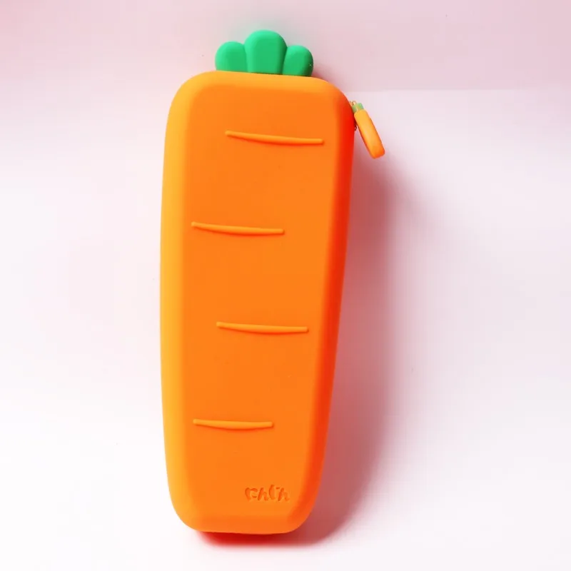 Простые оранжевые морковь силиконовый пенал овощей Пенал школьный офис поставки хранения канцелярские товары для детей Подарки