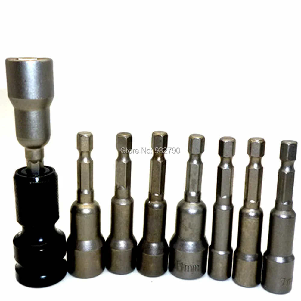 8pcs 6mm-13mm Screwdriver Socket Magnetic Nut Driver Adapter Drill Bit