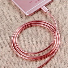 100 шт. Нержавеющая сталь металлический Быстрый зарядный кабель для синхронизации данных и зарядки 2A Micro USB кабель для iPhone 6 7 для samsung S5 S6 S7 для устройства на базе Android 1 м