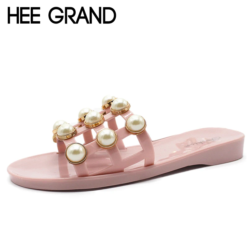 

HEE GRAND Jelly Shoes 2018 Summer Sweet Slides Casual Beach Shoes Woman Outside Slippers Slip On Fashion shoe Size 36-41 XWZ4585