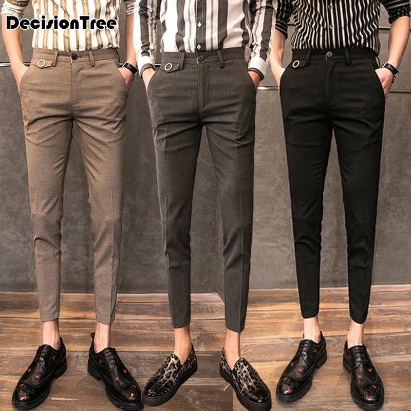 2019 summer suit pants mens silk dress pants high quality straight long