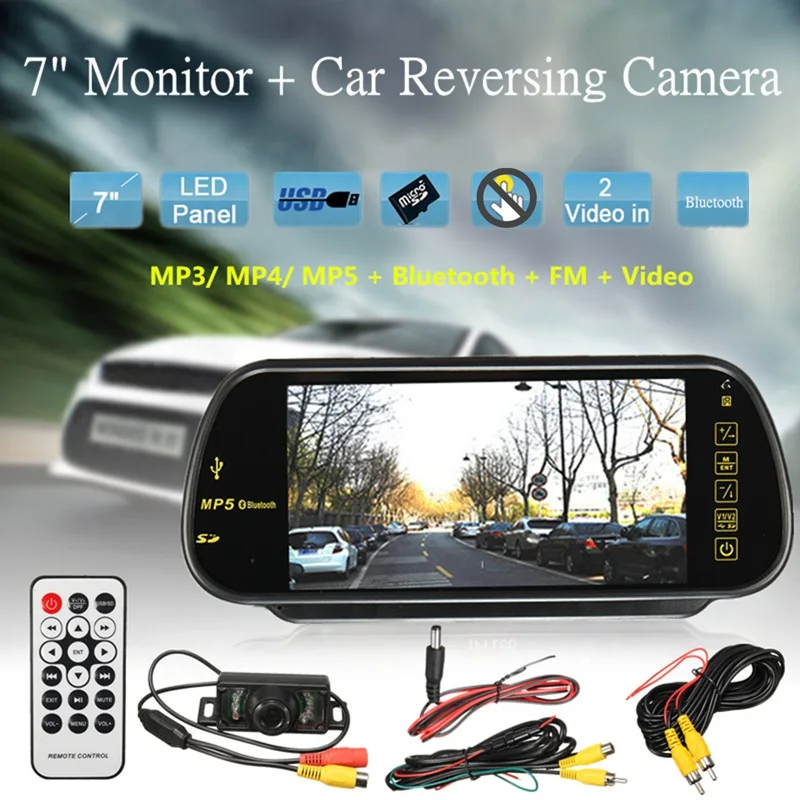 Car TFT Monitor Mirror 7 Inch Screen Display Handsfree MP5 LCD Rear View Reversing font b