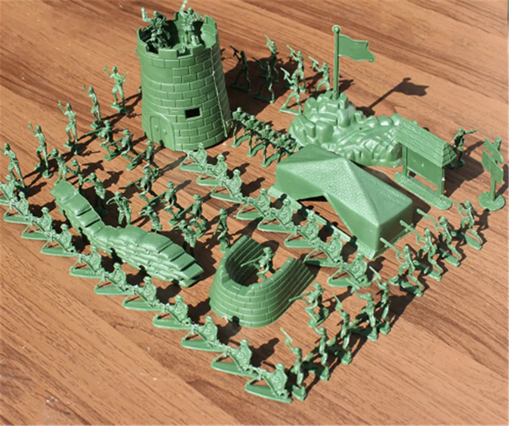 100 шт. 4 см армии Для мужчин Kid Игрушка солдаты военной Пластик Фигурка Фигурку Зеленый Красный игрушка
