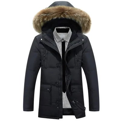 

2018 winter down jacket men's long section Slim warm jacket scorpion big fur collar youth shirt