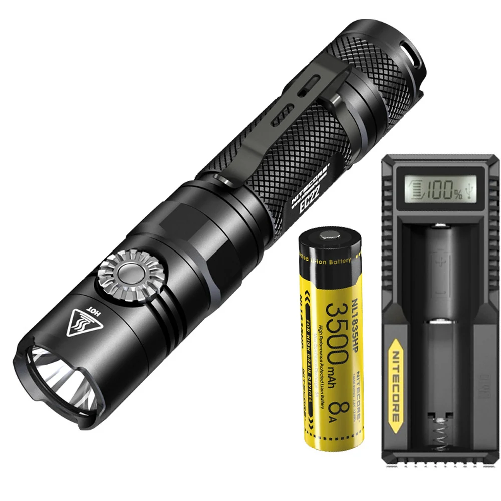 

NITECORE EC22 Tactial Flashlight CREE XP-L HD V6 max 1000 lumen Infinitely variable brightness beam throw 185 meters torch