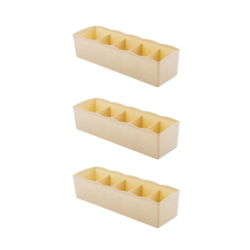 Apricot - (Style B) 3 шт. коробка для хранения Organizador Носки Нижнее белье ящик Органайзер Пластиковый Шкаф Ящики для хранения Макияж Контейнер Одежда Органайзер - Цвет: Apricot - (Style B)