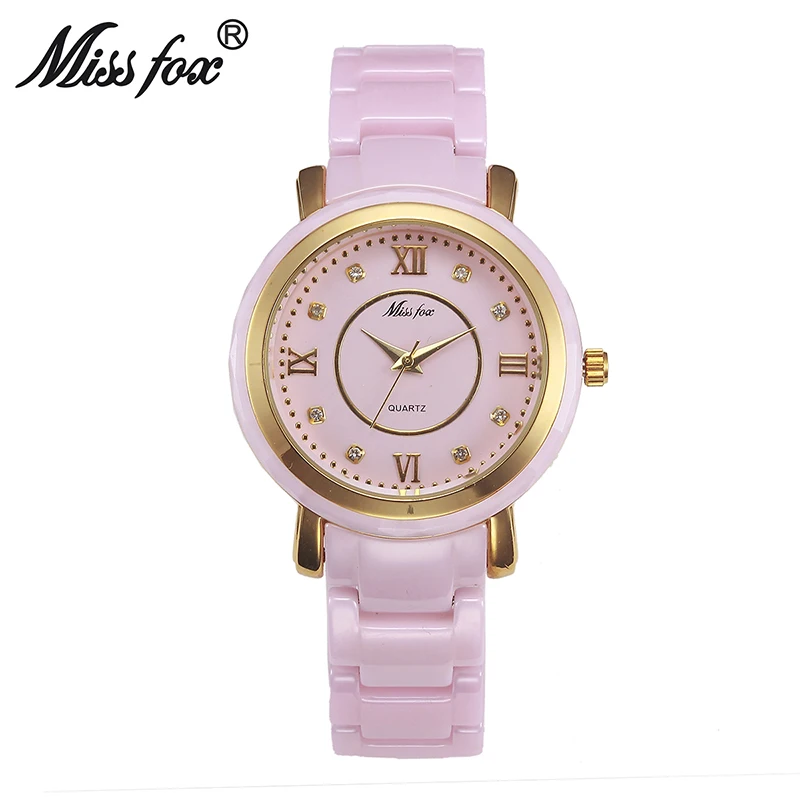 

Miss Fox 37mm Pink Ceramic Watches For Women Dress Xfcs Waterproof Reloj Mujer 2017 Famous Brand Perfect Ladies Wrist Watches