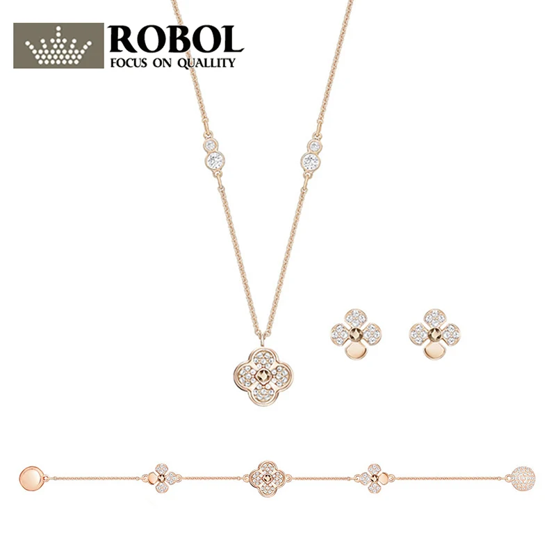 

ROBOL Swa Brand 2018 New HALL Pretty Flower Necklace Set Fashion Design Romantic Jewelry Gift for Girlfriend 5290489