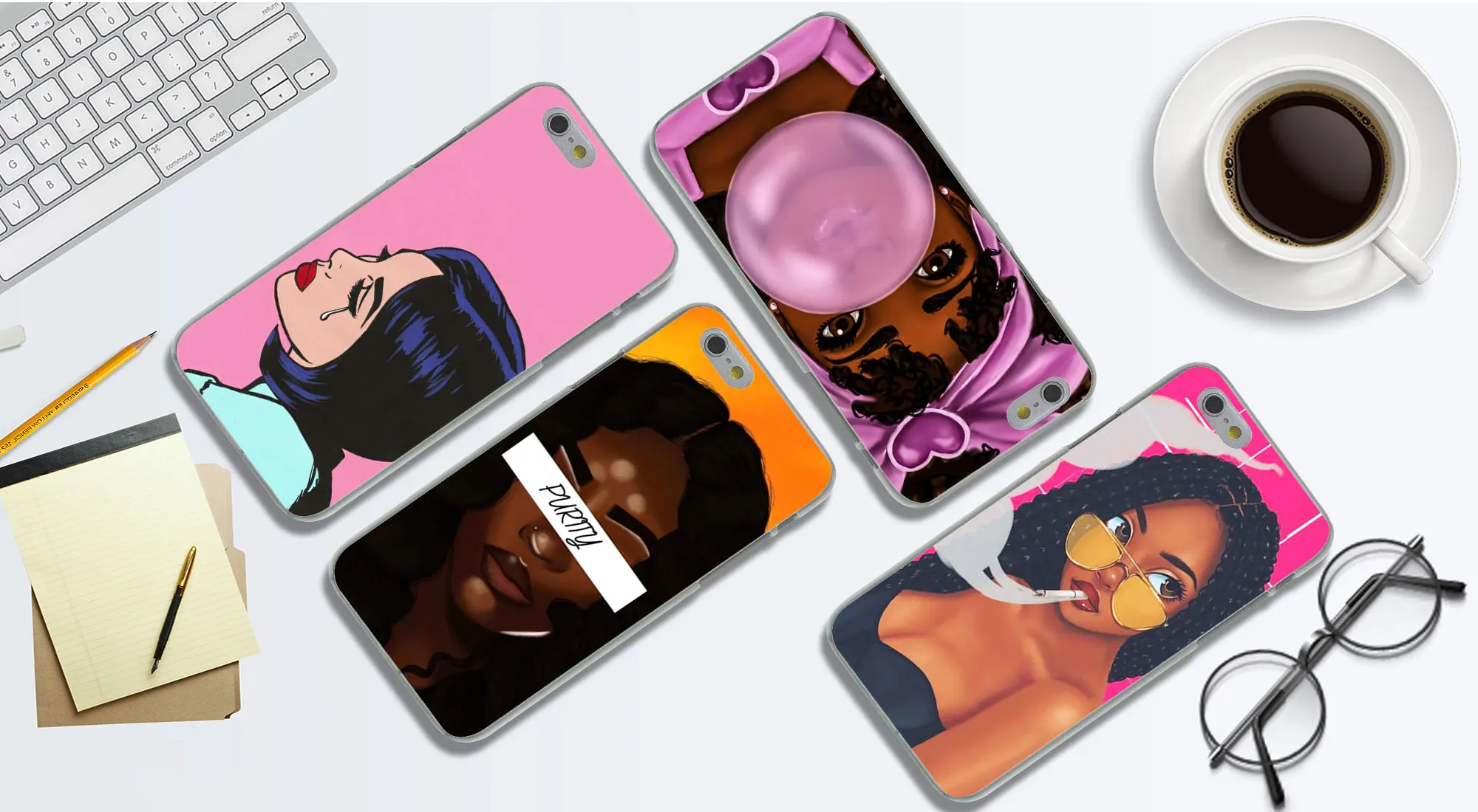 Африканский красота афро затяжки черная девочка меланин поппин жесткий чехол для телефона iPhone XR XS X 11 Pro Max 10 7 8 6S 5 5S SE 4S 4 Чехол