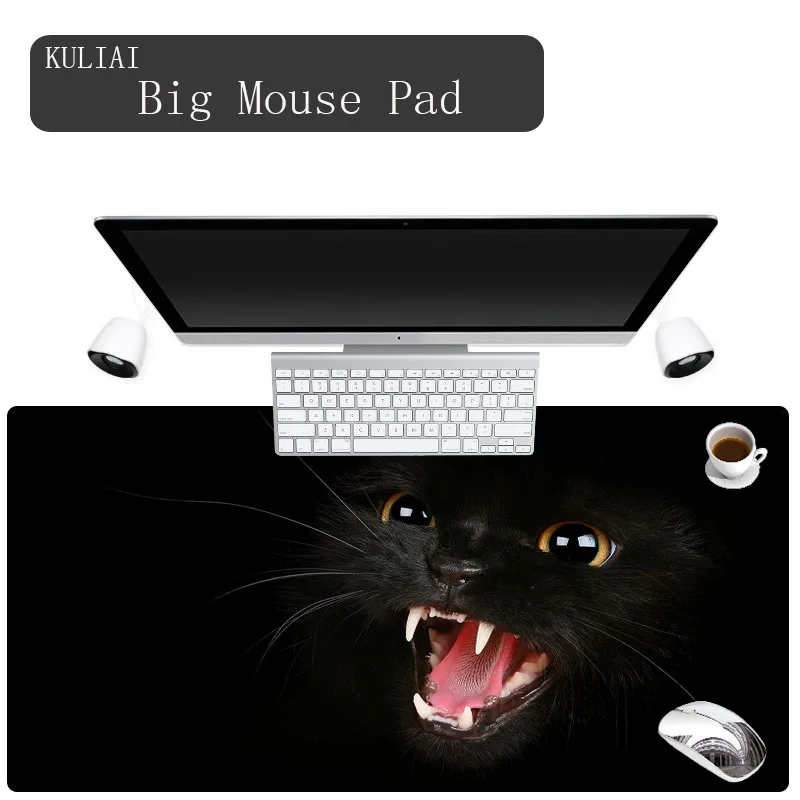 

XGZ Black Angry Cat 3D Print Mouse Pad Anti-slip PC Notebook Game Machine Speed Mouse Tiger Pads Rubber Rectangle MousePads