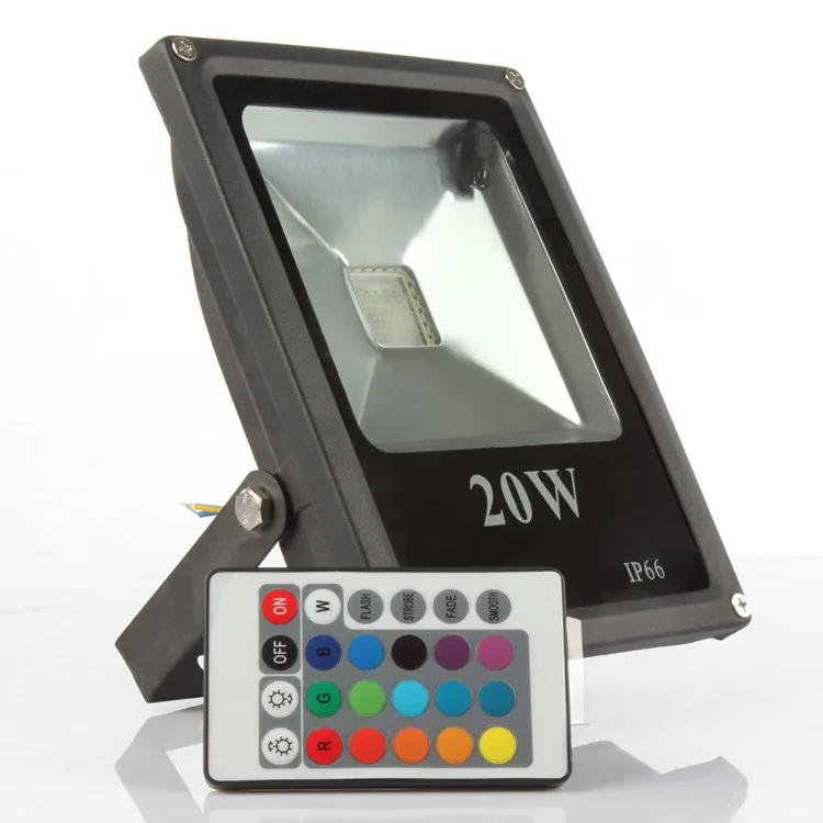 Holofotes à Prova Levou ao ar Mudando de Cor Luz de Inundação v + Controle 20 30 50 Levou d' Água Livre Luzes ac 85-265 Remoto 12x Led Rgb 10 w 4 12X Led RGB Luz de Inundação 10