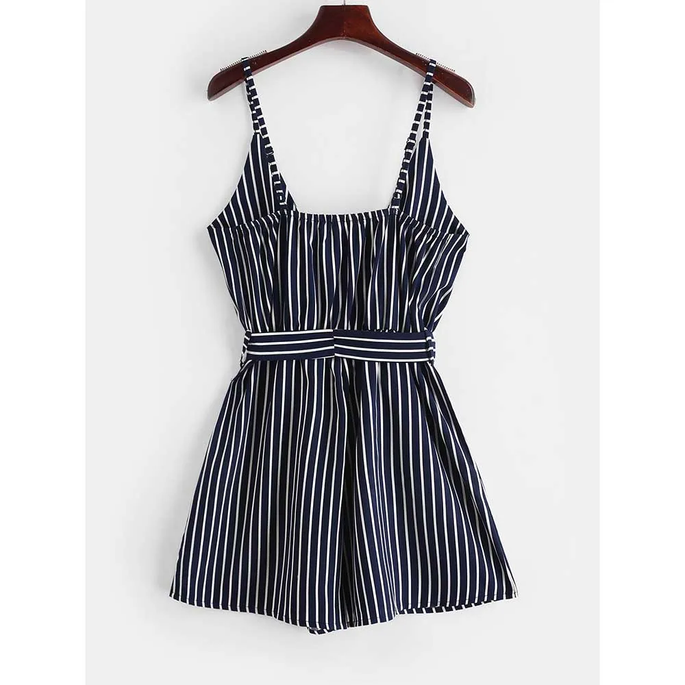 ZAFUL Striped Surplice Cami Romper Casual Brief Regular Striped Female Backless Playsuits Urban Shorts Summer Women Jumpsuits ZAFUL Striped Surplice Cami Romper Casual Brief Regular Striped Female Backless Playsuits Urban Shorts Summer Women Jumpsuits