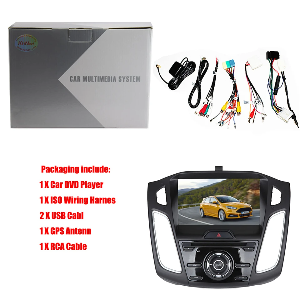 Clearance KiriNavi Octa core 4G LET android 7 car autoradio for ford focus navigation 2015 - 2017 support 4K Video 4G 4