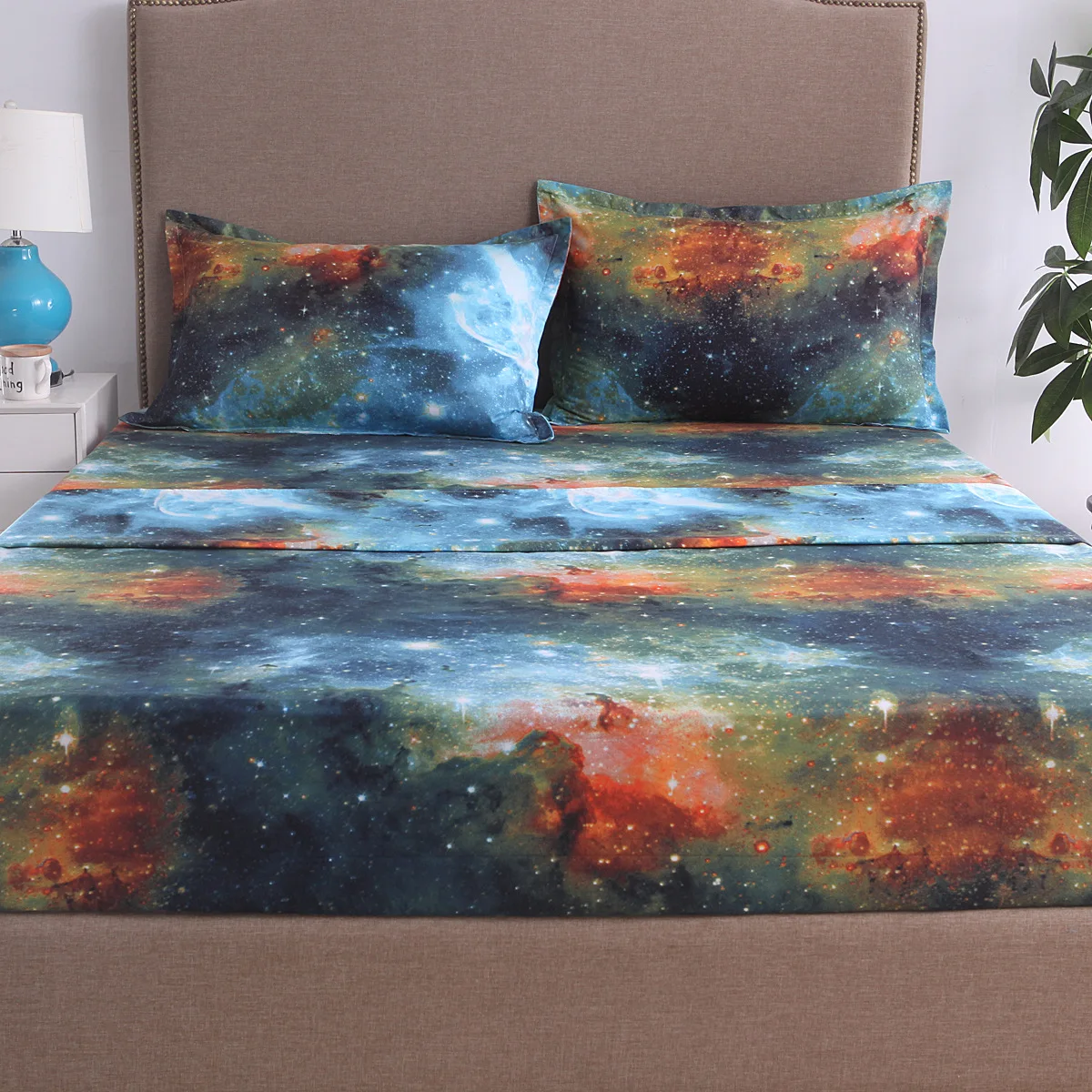 3D Print Bedding Set Modern Galaxy Flat Sheet 40cm Fitted Sheet+bed Sheets+Pillowcase Starry Sky Bedclothes Full Size19